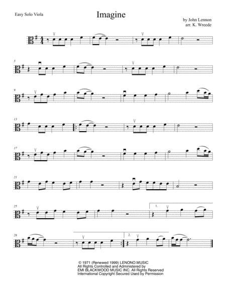 Imagine For Easy Solo Viola Sheet Music