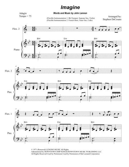 Imagine For Flexible Instrumentation Sheet Music