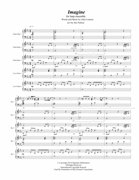 Free Sheet Music Imagine For Harp Ensemble