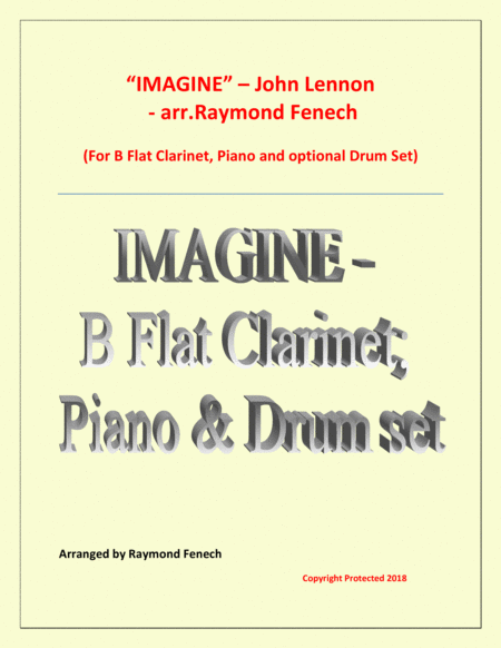 Free Sheet Music Imagine John Lennon B Flat Clarinet And Piano With Optional Drum Set