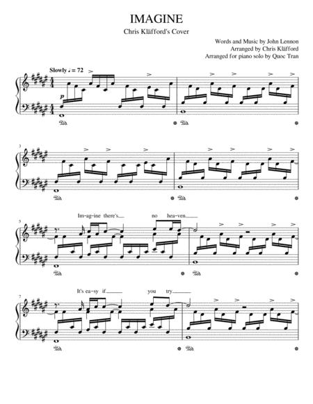 Imagine John Lennon Chris Klfford Cover For Piano Solo Intermediate Sheet Music