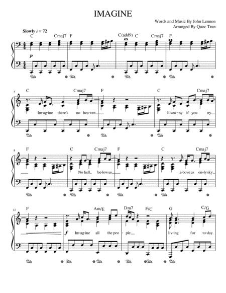 Imagine John Lennon For Piano Solo Easy Sheet Music