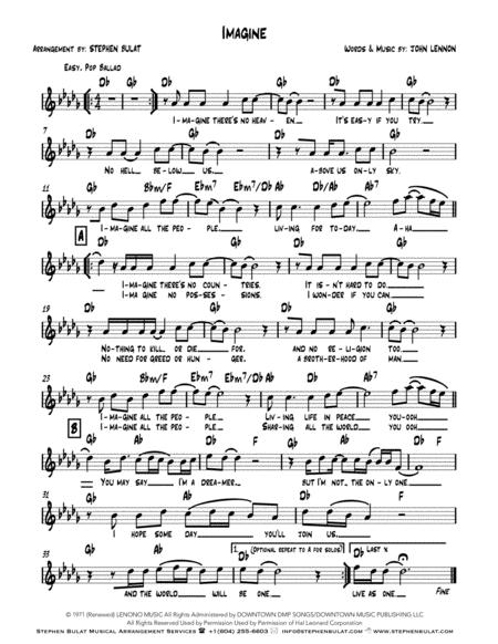 Imagine John Lennon Lead Sheet Key Of Db Sheet Music