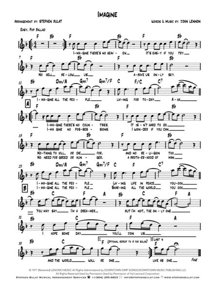 Imagine John Lennon Lead Sheet Key Of F Sheet Music