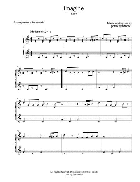 Imagine John Lennon Sheet Music Easy Piano Sheet Music