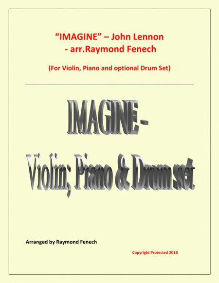 Imagine John Lennon Violin And Piano With Optional Drum Set Sheet Music