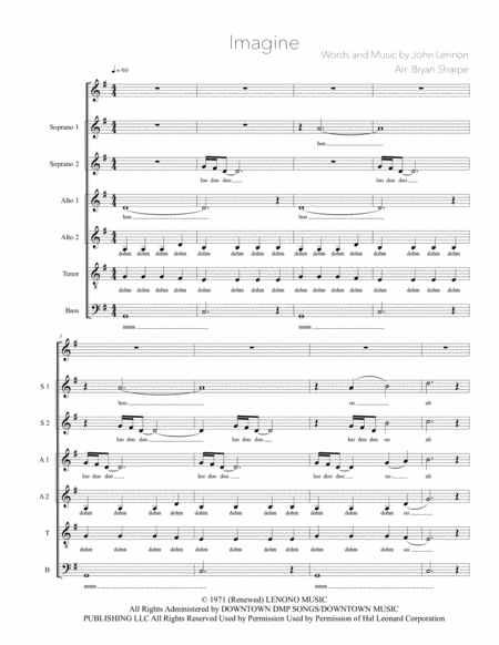 Imagine Ssaatb A Cappella Sheet Music