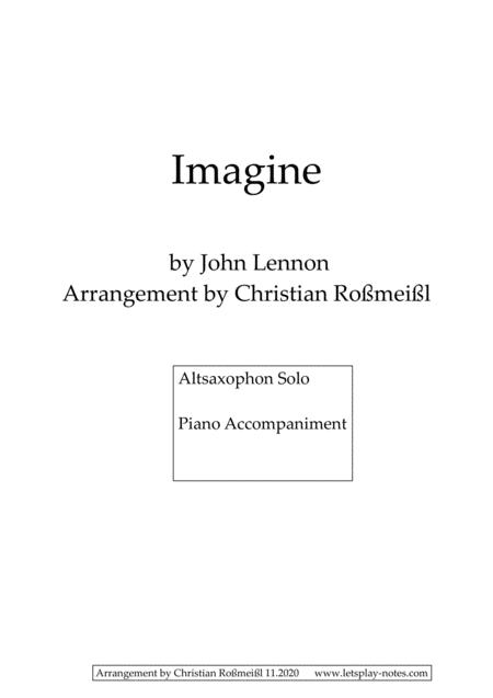 Free Sheet Music Imagine With Altosax And Piano