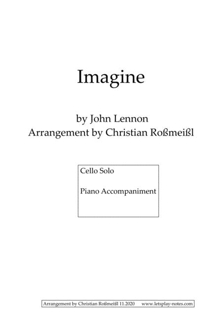 Free Sheet Music Imagine With Cello And Piano