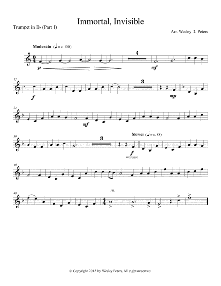 Free Sheet Music Immortal Invisible Brass Sextet