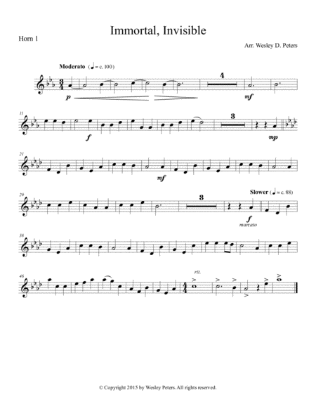 Immortal Invisible Horn Sextet Sheet Music