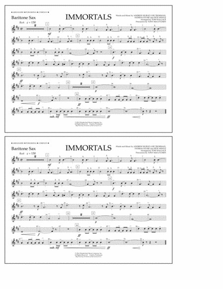 Immortals From Big Hero 6 Arr Tom Wallace Baritone Sax Sheet Music