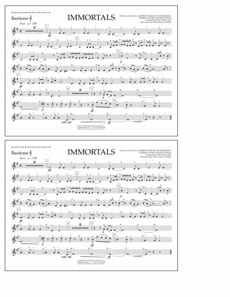 Immortals From Big Hero 6 Arr Tom Wallace Baritonet C Sheet Music