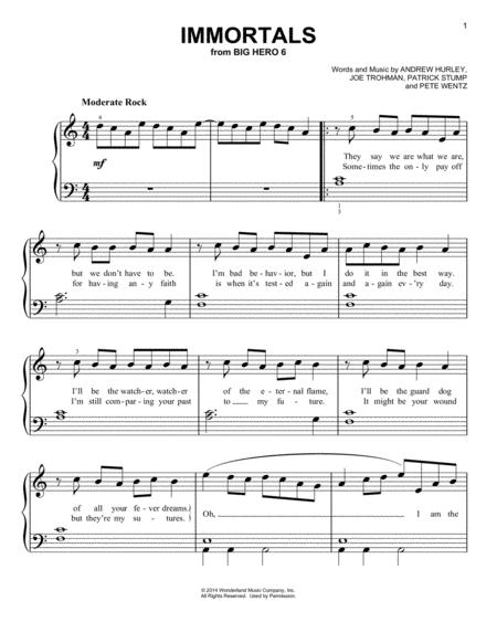 Free Sheet Music Immortals From Big Hero 6