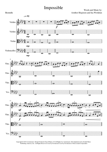 Free Sheet Music Impossible String Quartet