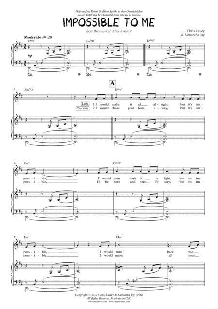 Free Sheet Music Impossible To Me Duet From After It Rains A New Musical