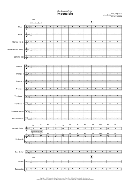 Free Sheet Music Impossible Vocal With Big Band Key Of Cm