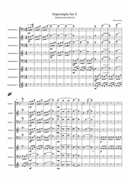 Free Sheet Music Impromptu For 4 By Derick Kane Euphonium Quartet