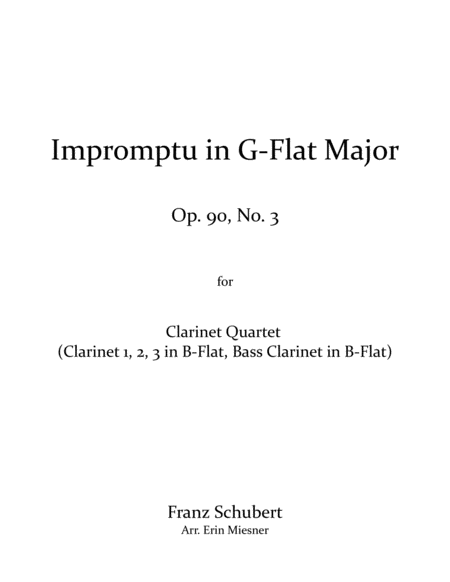 Free Sheet Music Impromptu In G Flat Major For Clarinet Quartet