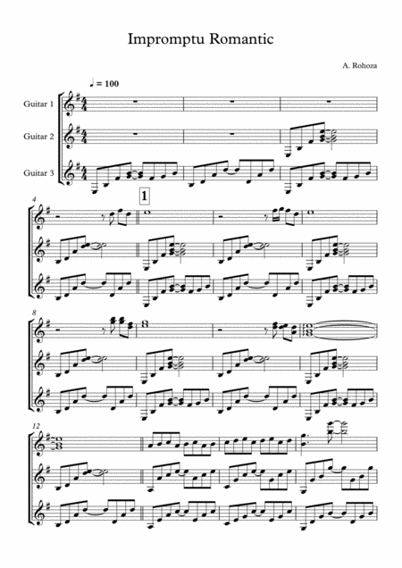 Impromptu Romantic For 3 Guitars Sheet Music