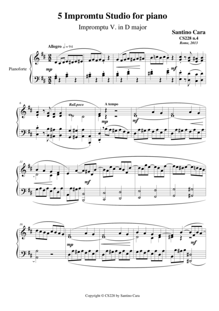 Free Sheet Music Impromptu Study N 5 In D Major For Piano