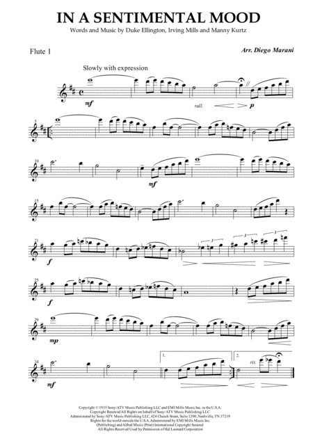 In A Sentimental Mood For Flute Quartet Sheet Music