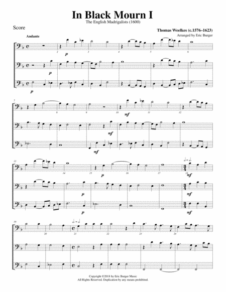 In Black Mourn I For Trombone Or Low Brass Trio Sheet Music