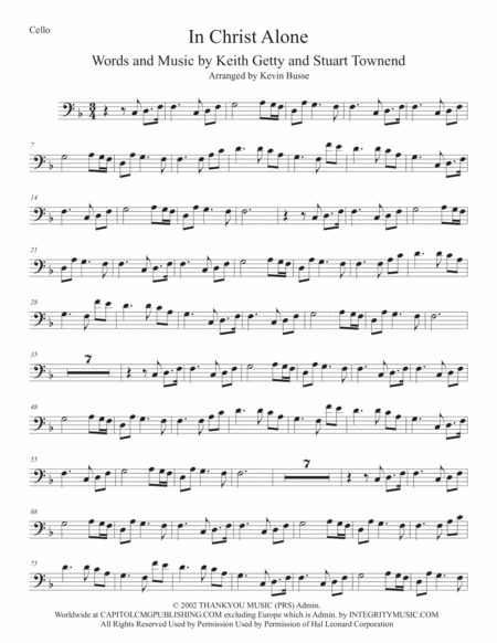 In Christ Alone Cello Sheet Music