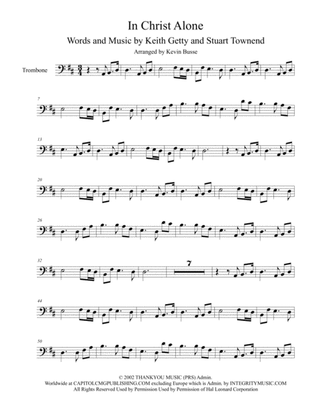 In Christ Alone Original Key Trombone Sheet Music