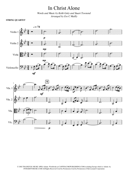 In Christ Alone String Quartet Sheet Music