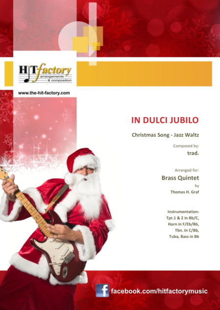 In Dulci Jubilo Christmas Song Jazz Waltz Brass Quintet Sheet Music