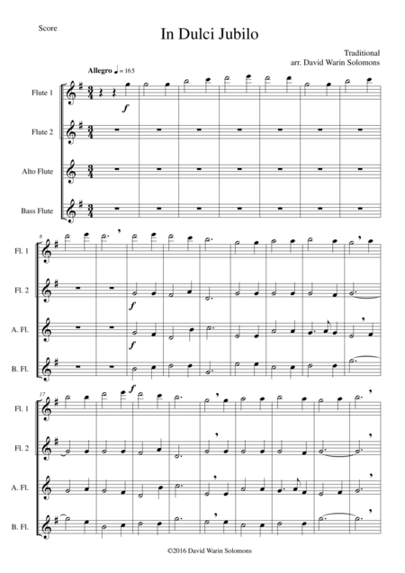 In Dulci Jubilo For Flute Quartet Sheet Music