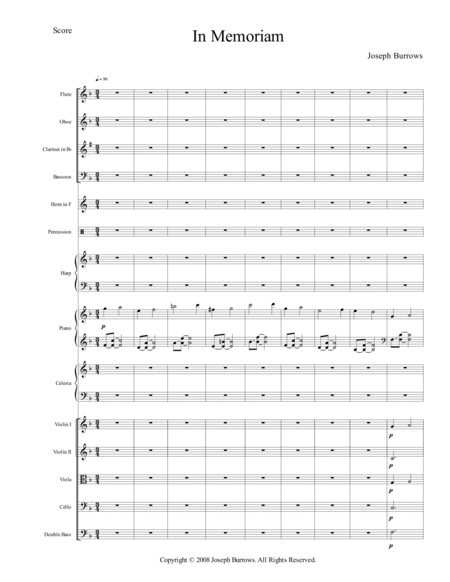 In Memoriam By Joseph Burrows Chamber Orchestra Sheet Music