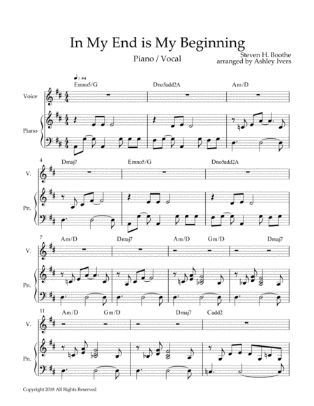 Free Sheet Music In My End Is My Beginning Pvg