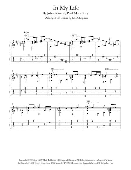 In My Life Guitar Chord Melody Sheet Music