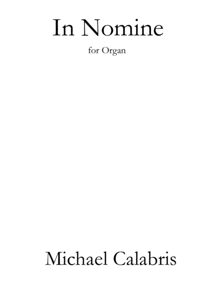 Free Sheet Music In Nomine For Organ