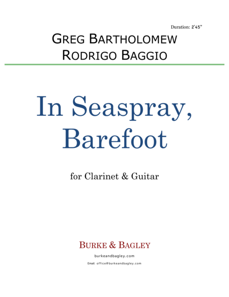 In Seaspray Barefoot For Clarinet Guitar Sheet Music