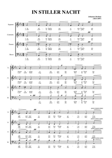 In Stiller Nacht Brahms For Satb Choir Sheet Music