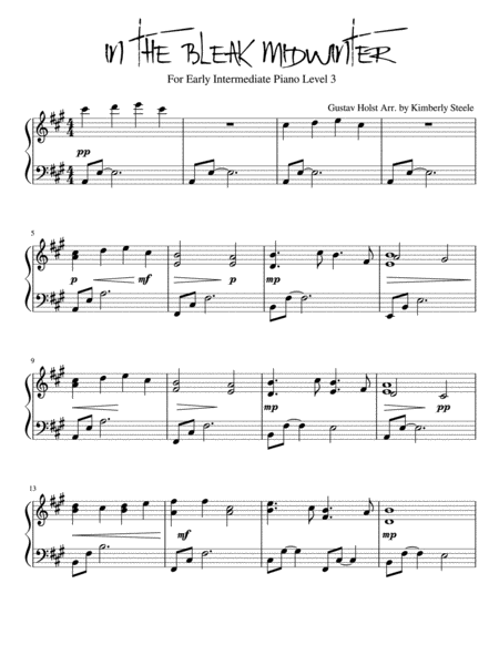 Free Sheet Music In The Bleak Midwinter For Early Intermediate Piano Level 3