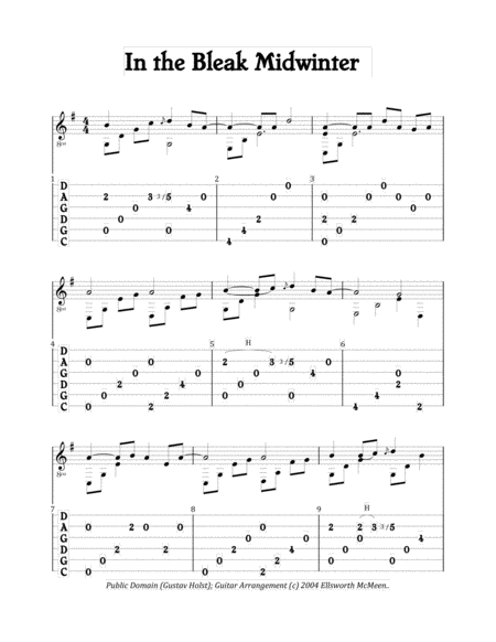 In The Bleak Midwinter For Fingerstyle Guitar Tuned Cgdgad Sheet Music