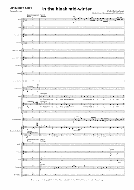 Free Sheet Music In The Bleak Midwinter Full Orchestra And Satb Choir