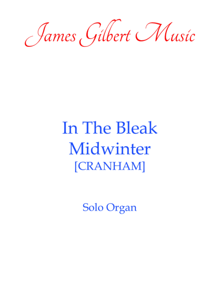 In The Bleak Midwinter Or095 Sheet Music