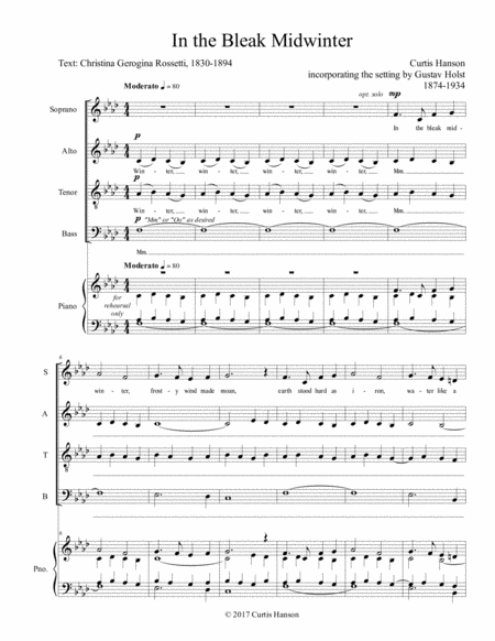 Free Sheet Music In The Bleak Midwinter Satb