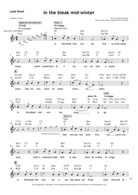 In The Bleak Midwinter Worship Set Sheet Music