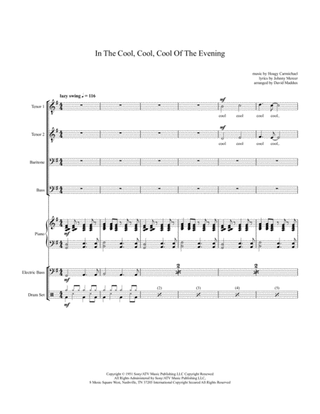 Free Sheet Music In The Cool Cool Cool Of The Evening