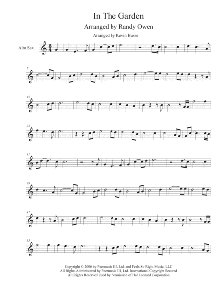 Free Sheet Music In The Garden Alto Sax