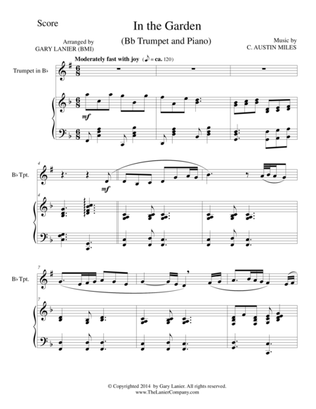 Free Sheet Music In The Garden Bb Trumpet Piano And Trumpet Part