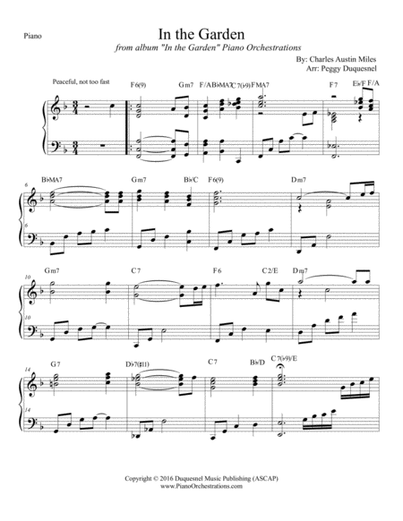 In The Garden Solo Piano Sheet Music