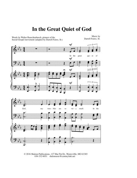 In The Great Quiet Of God Choral Anthem Satb Violin Cello Sheet Music