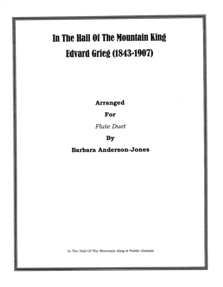 Free Sheet Music In The Hall Of The Mountain King Flute Duet